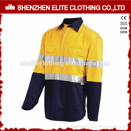 yellow navy long sleeves hi viz work shirt for workers